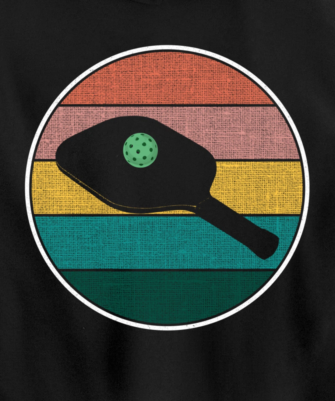 Pickleball Vintage Retro Sunset Ball - Funny Pickleball Joke Pullover Hoodie