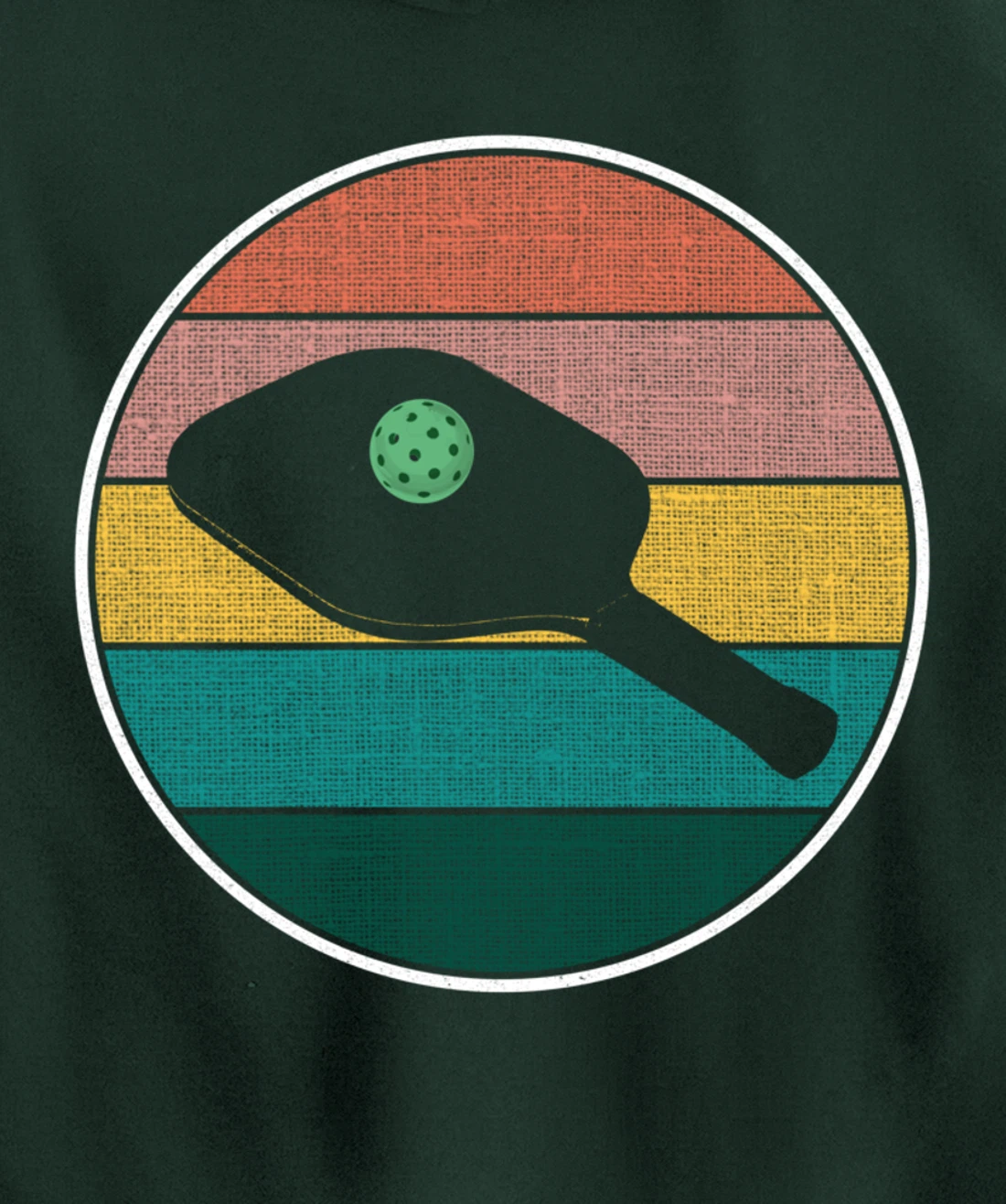 Pickleball Vintage Retro Sunset Ball - Funny Pickleball Joke Pullover Hoodie