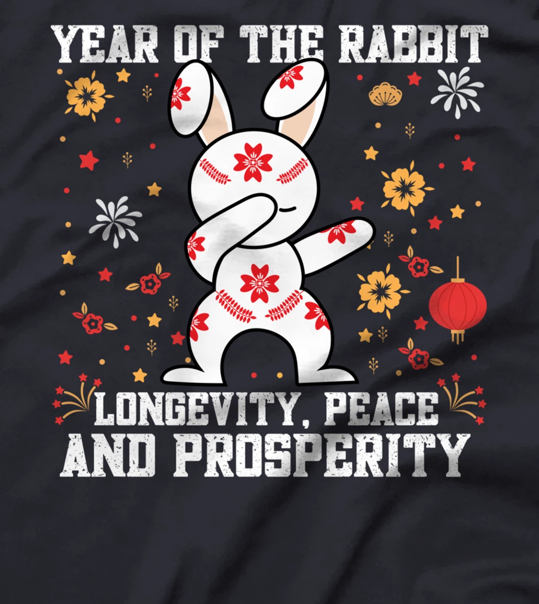 Rabbit Chinese New Year 2023 Longevity, peace and prosperity T-Shirt