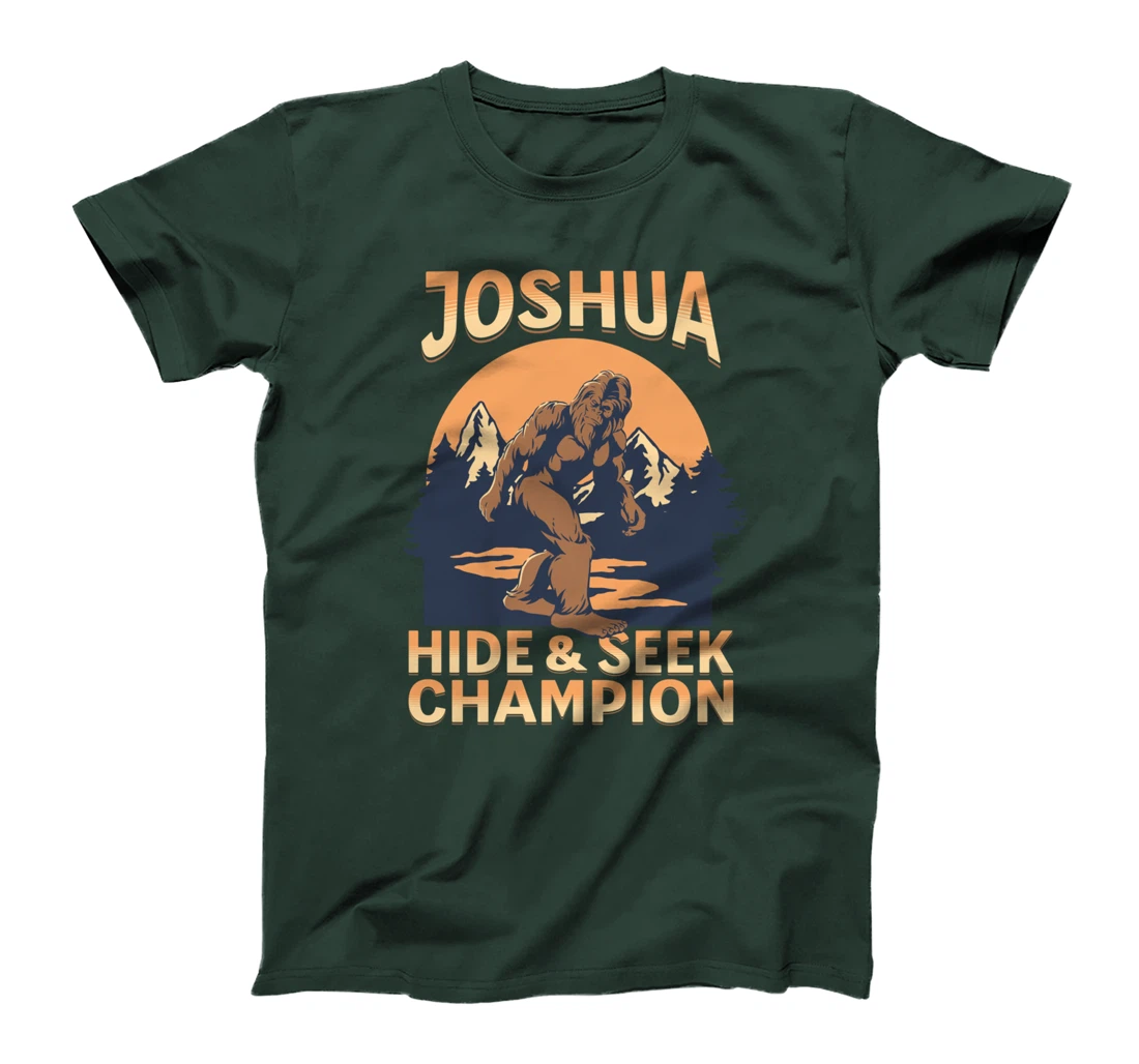 Bigfoot Country Sunset Hide and Seek Champ Joshua Name T-Shirt