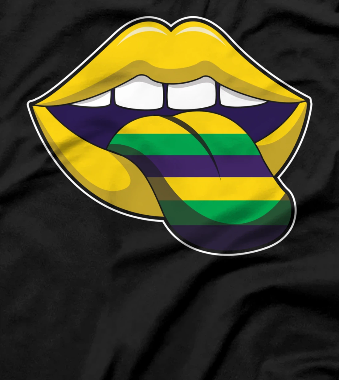Tongue Lick Lips Mardi Festival Parade Beads Mardi Gras T-Shirt