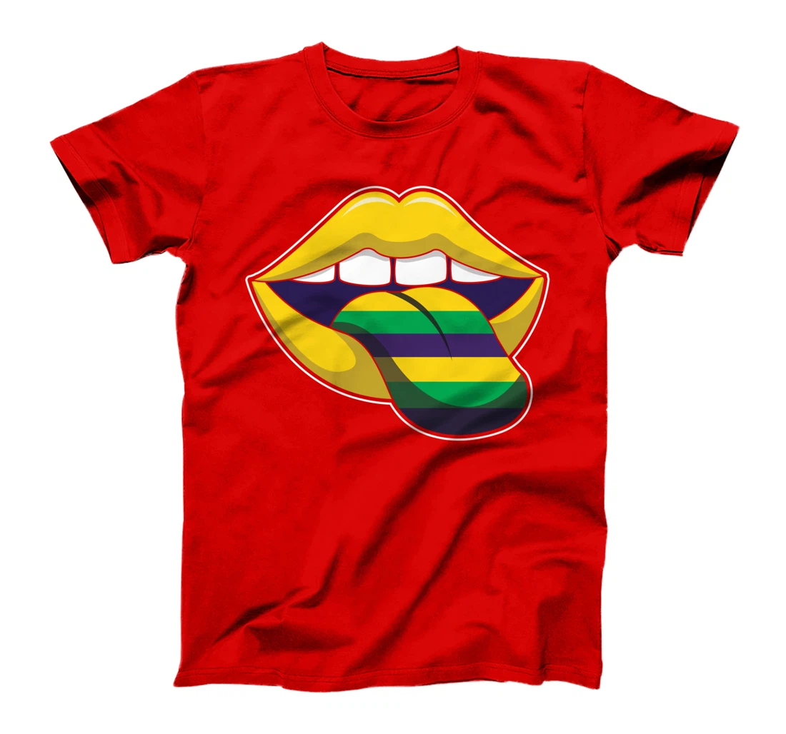 Tongue Lick Lips Mardi Festival Parade Beads Mardi Gras T-Shirt