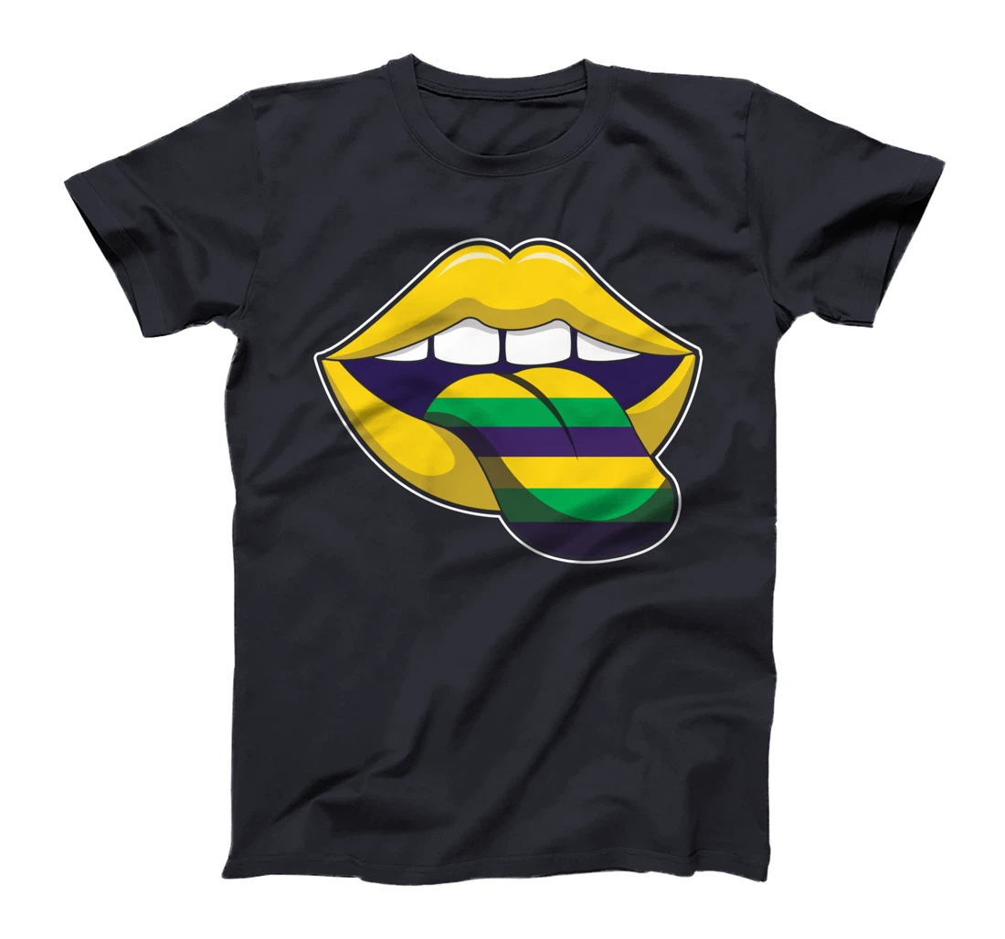 Tongue Lick Lips Mardi Festival Parade Beads Mardi Gras T-Shirt