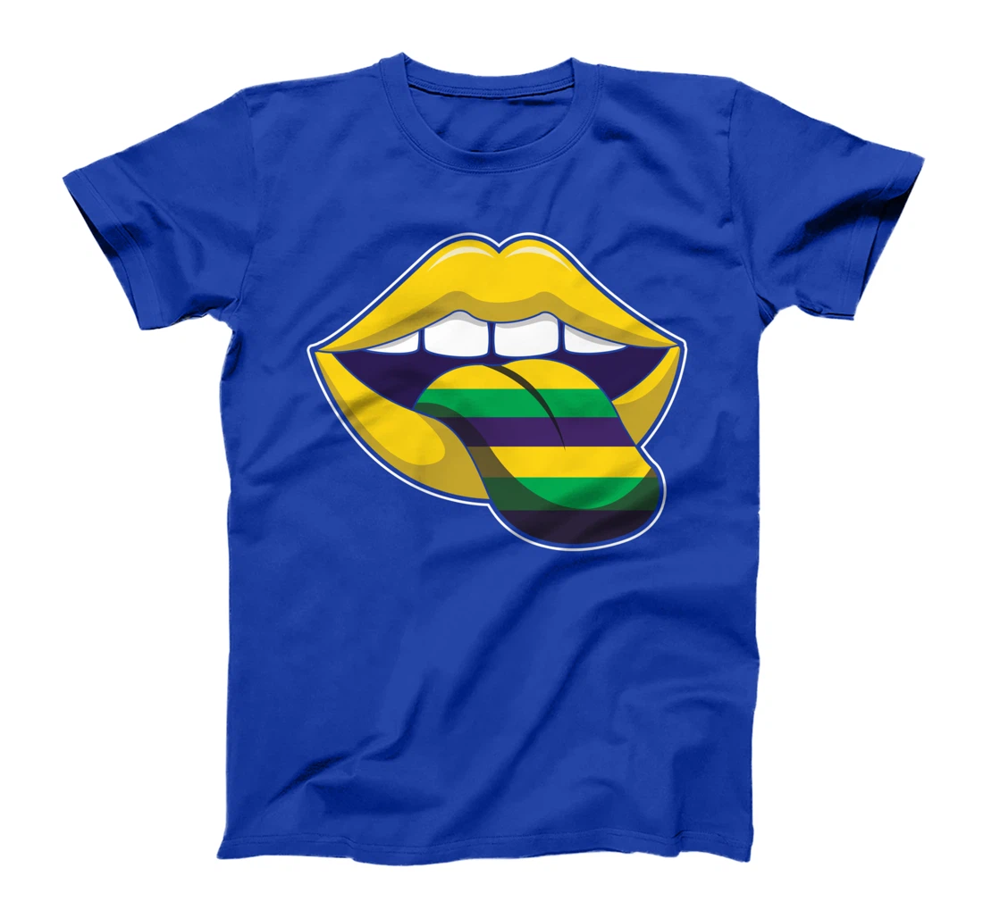 Tongue Lick Lips Mardi Festival Parade Beads Mardi Gras T-Shirt