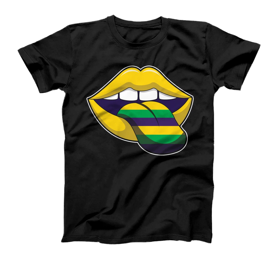 Tongue Lick Lips Mardi Festival Parade Beads Mardi Gras T-Shirt