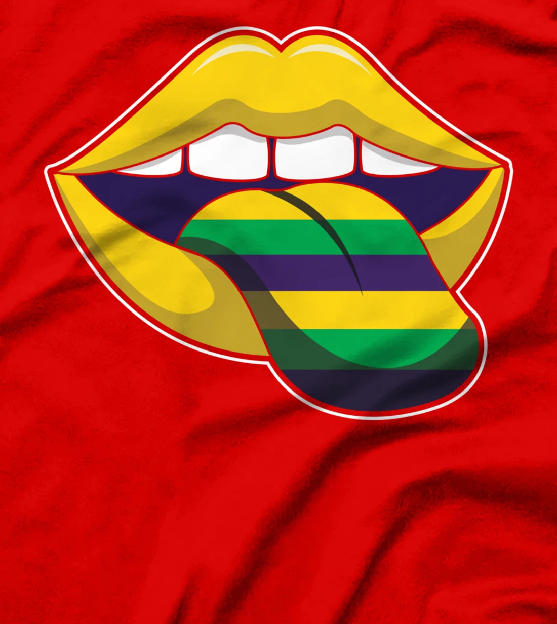 Tongue Lick Lips Mardi Festival Parade Beads Mardi Gras T-Shirt