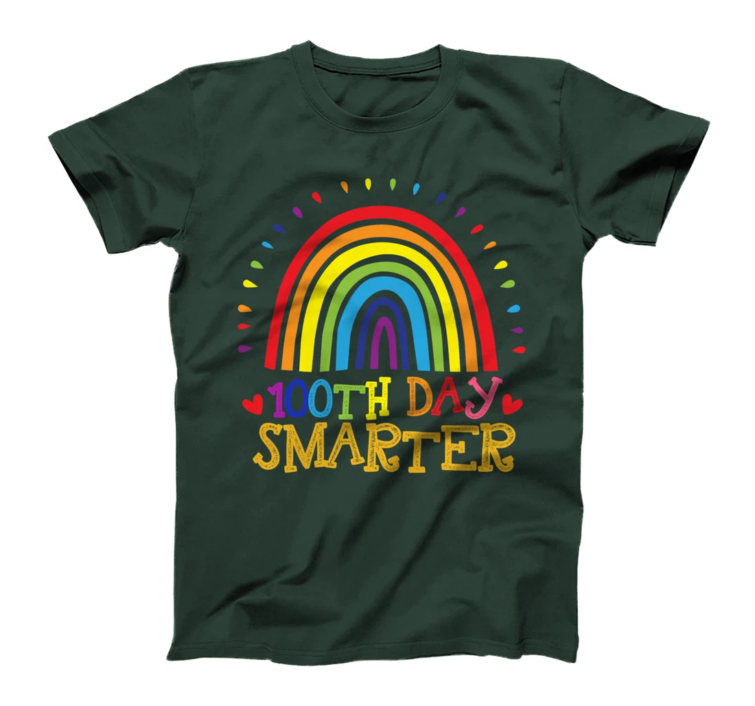 100th Day of School Teacher - 100 days smarter rainbow cute T-Shirt