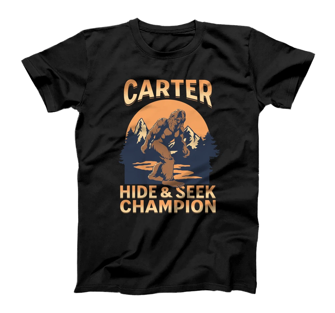 Bigfoot Country Sunset Hide and Seek Champ Carter Name T-Shirt