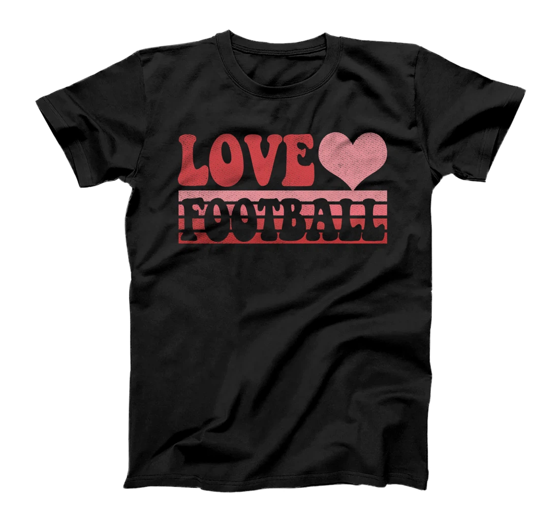 Retro Vintage Heart Love Football Groovy Valentine T-Shirt