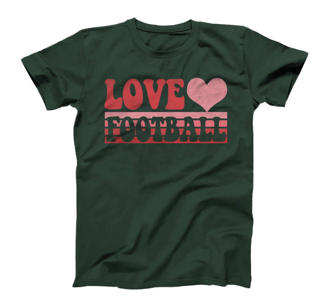 Retro Vintage Heart Love Football Groovy Valentine T-Shirt