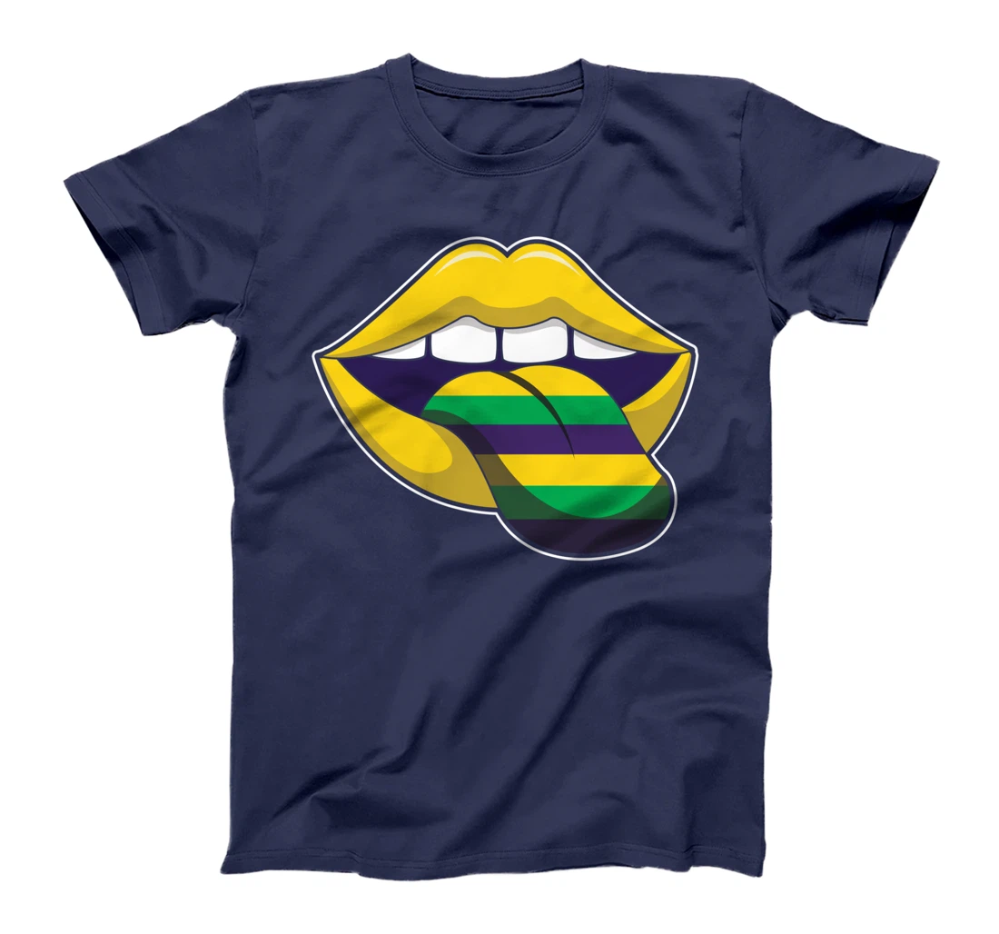 Tongue Lick Lips Mardi Festival Parade Beads Mardi Gras T-Shirt