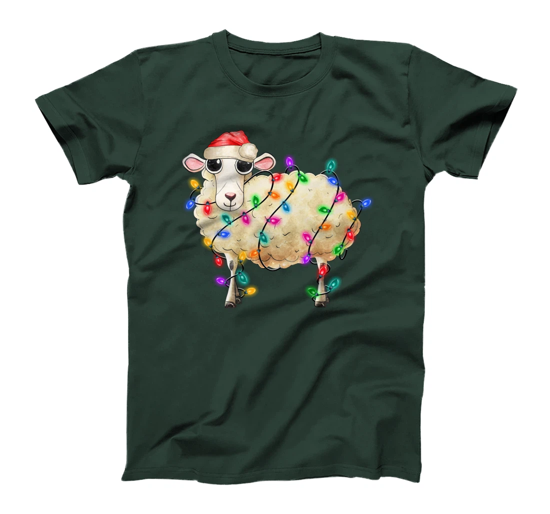 Cute Christmas Sheep tangled in lights (C) T-Shirt