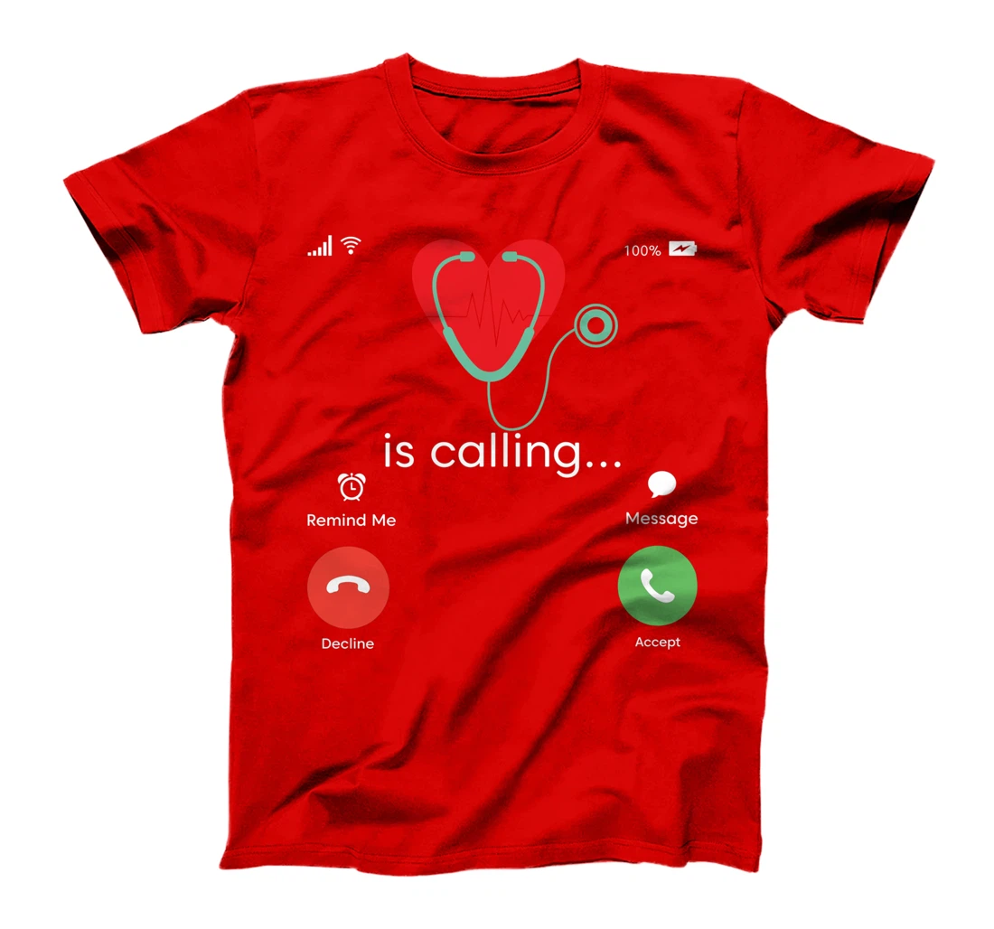 Red Heart Beating Cardiac Nurse Heart Stethoscope Heart T-Shirt