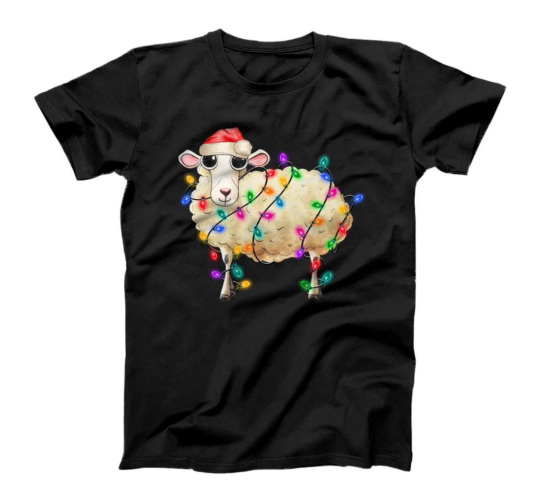 Cute Christmas Sheep tangled in lights (C) T-Shirt