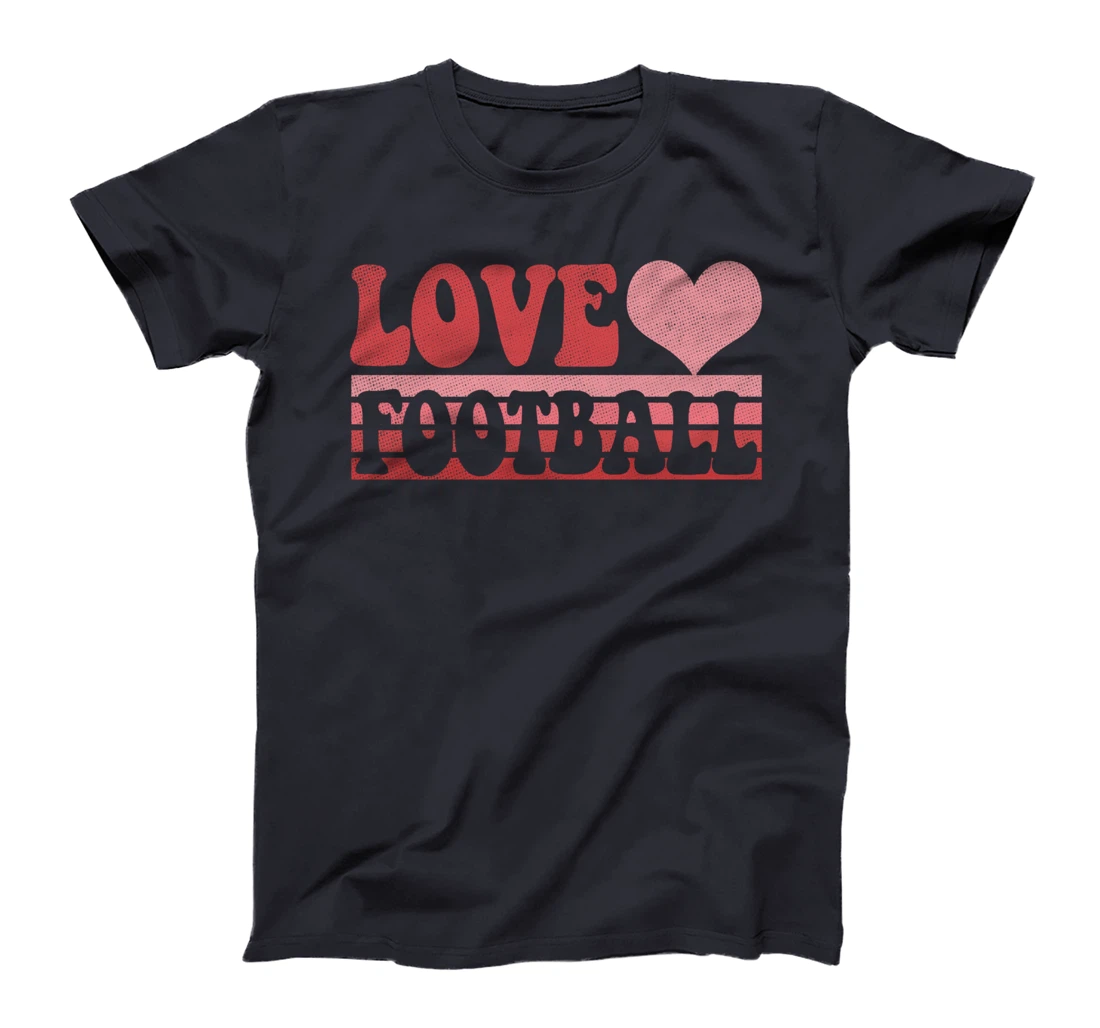 Retro Vintage Heart Love Football Groovy Valentine T-Shirt