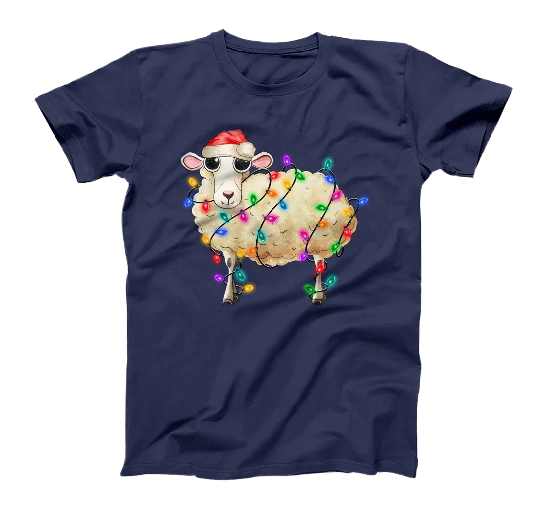 Cute Christmas Sheep tangled in lights (C) T-Shirt