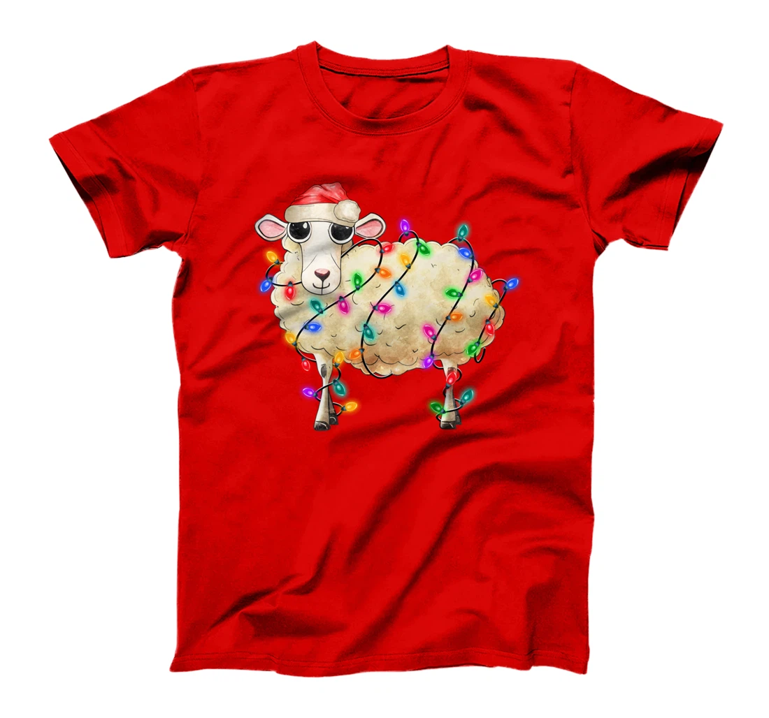 Cute Christmas Sheep tangled in lights (C) T-Shirt
