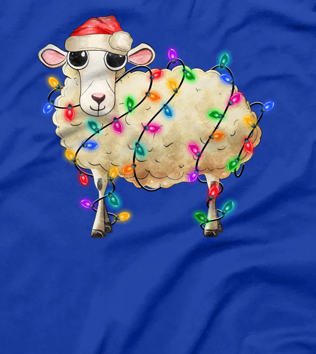 Cute Christmas Sheep tangled in lights (C) T-Shirt