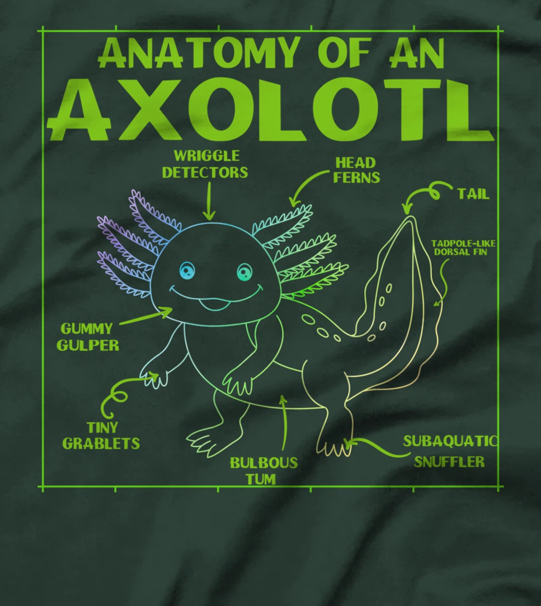 Axolotl Anatomy of an Axolotl Funny Japan Anime Boys Girls T-Shirt