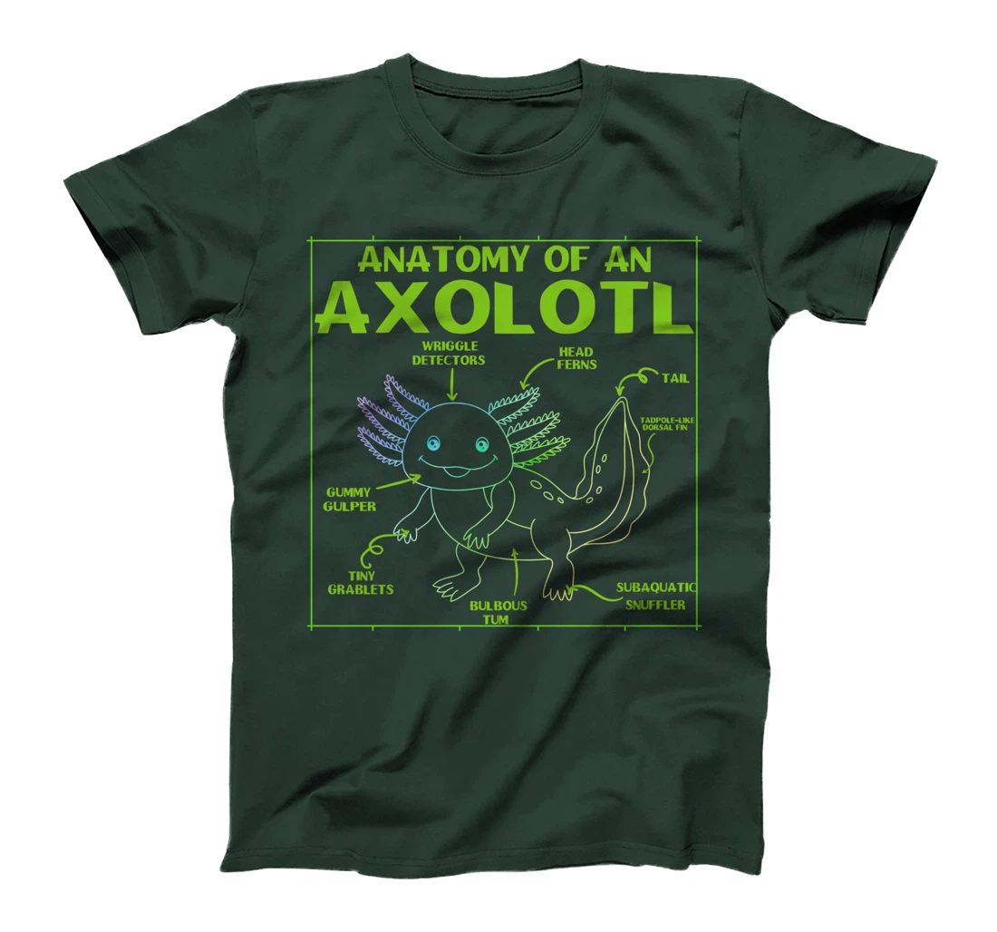 Axolotl Anatomy of an Axolotl Funny Japan Anime Boys Girls T-Shirt