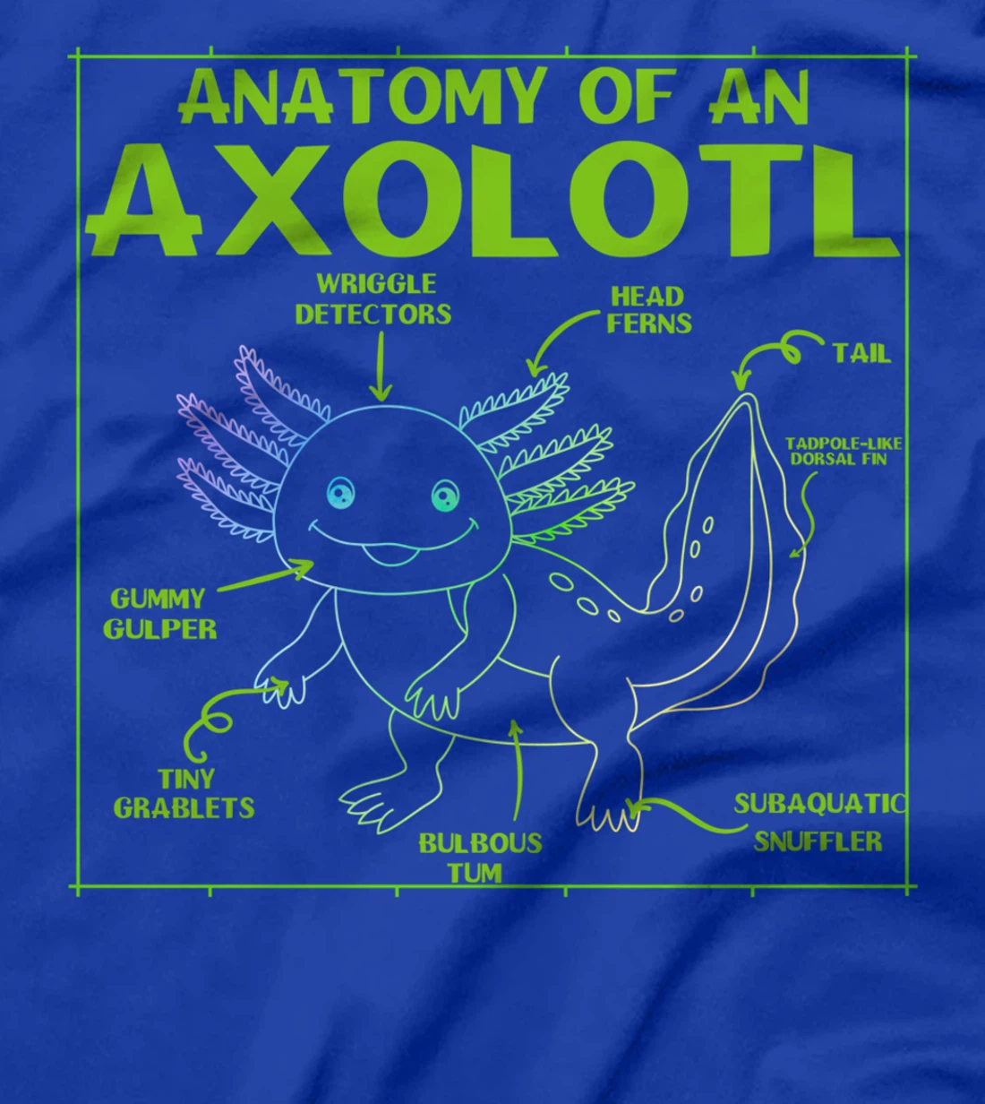 Axolotl Anatomy of an Axolotl Funny Japan Anime Boys Girls T-Shirt