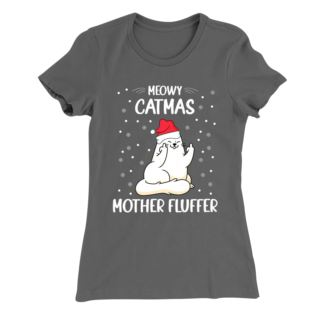Christmas Cat Lover - Funny Meowy Christmas Cat Lover T-Shirt, Women T-Shirt