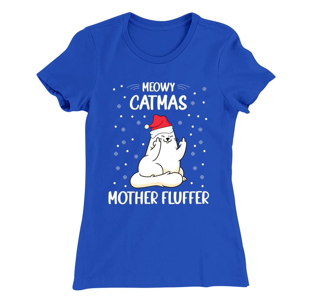 Christmas Cat Lover - Funny Meowy Christmas Cat Lover T-Shirt, Women T-Shirt