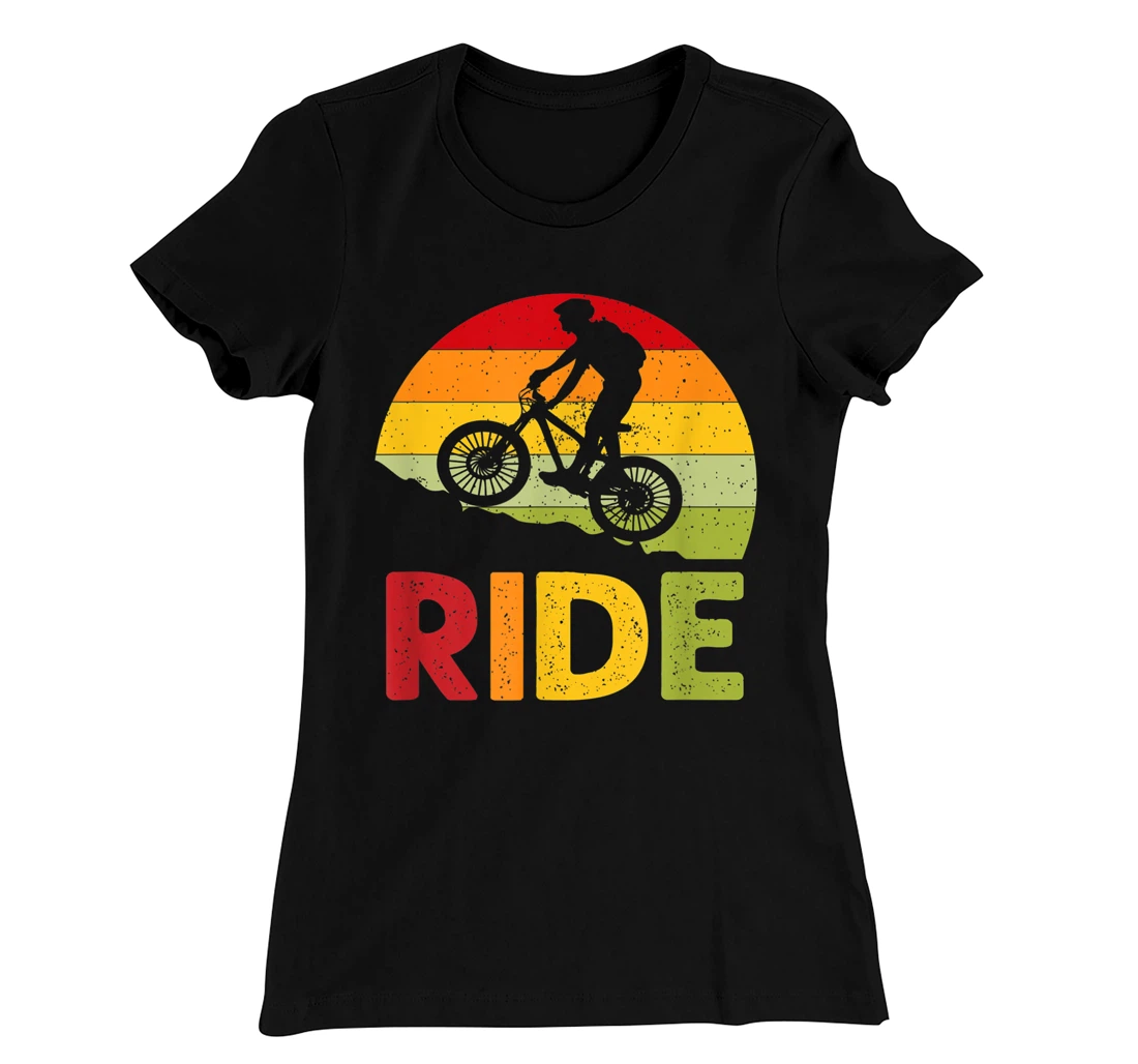 Mountain Bike Ride Retro Sunset T-Shirt, Women T-Shirt