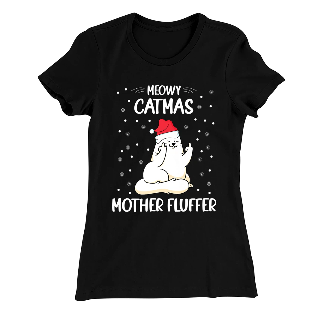 Christmas Cat Lover - Funny Meowy Christmas Cat Lover T-Shirt, Women T-Shirt