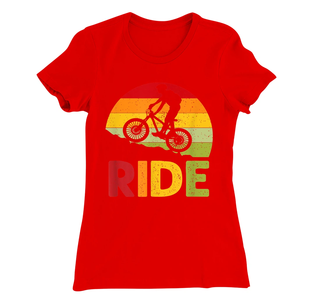 Mountain Bike Ride Retro Sunset T-Shirt, Women T-Shirt