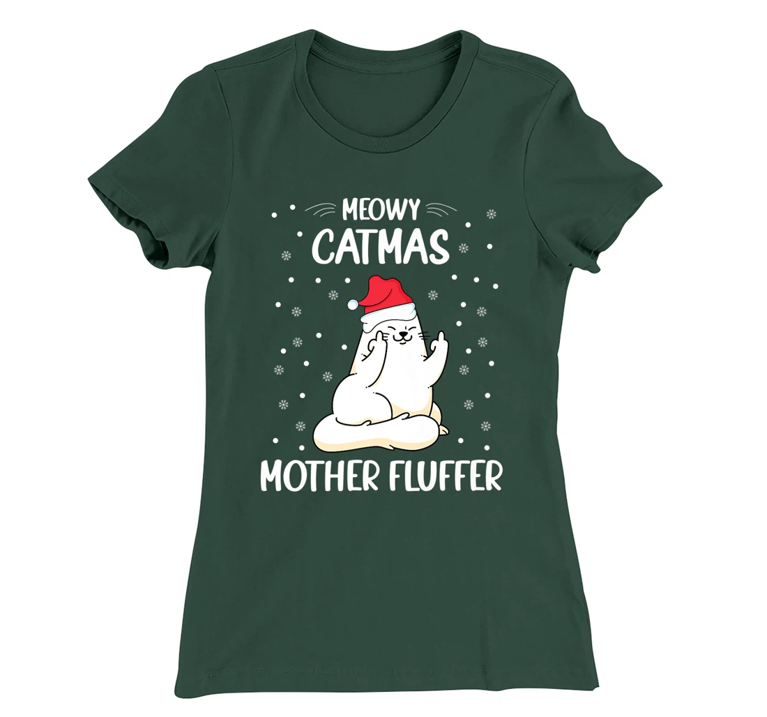 Christmas Cat Lover - Funny Meowy Christmas Cat Lover T-Shirt, Women T-Shirt