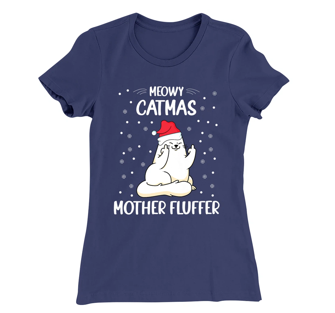 Christmas Cat Lover - Funny Meowy Christmas Cat Lover T-Shirt, Women T-Shirt