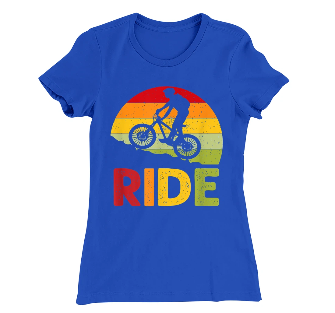 Mountain Bike Ride Retro Sunset T-Shirt, Women T-Shirt