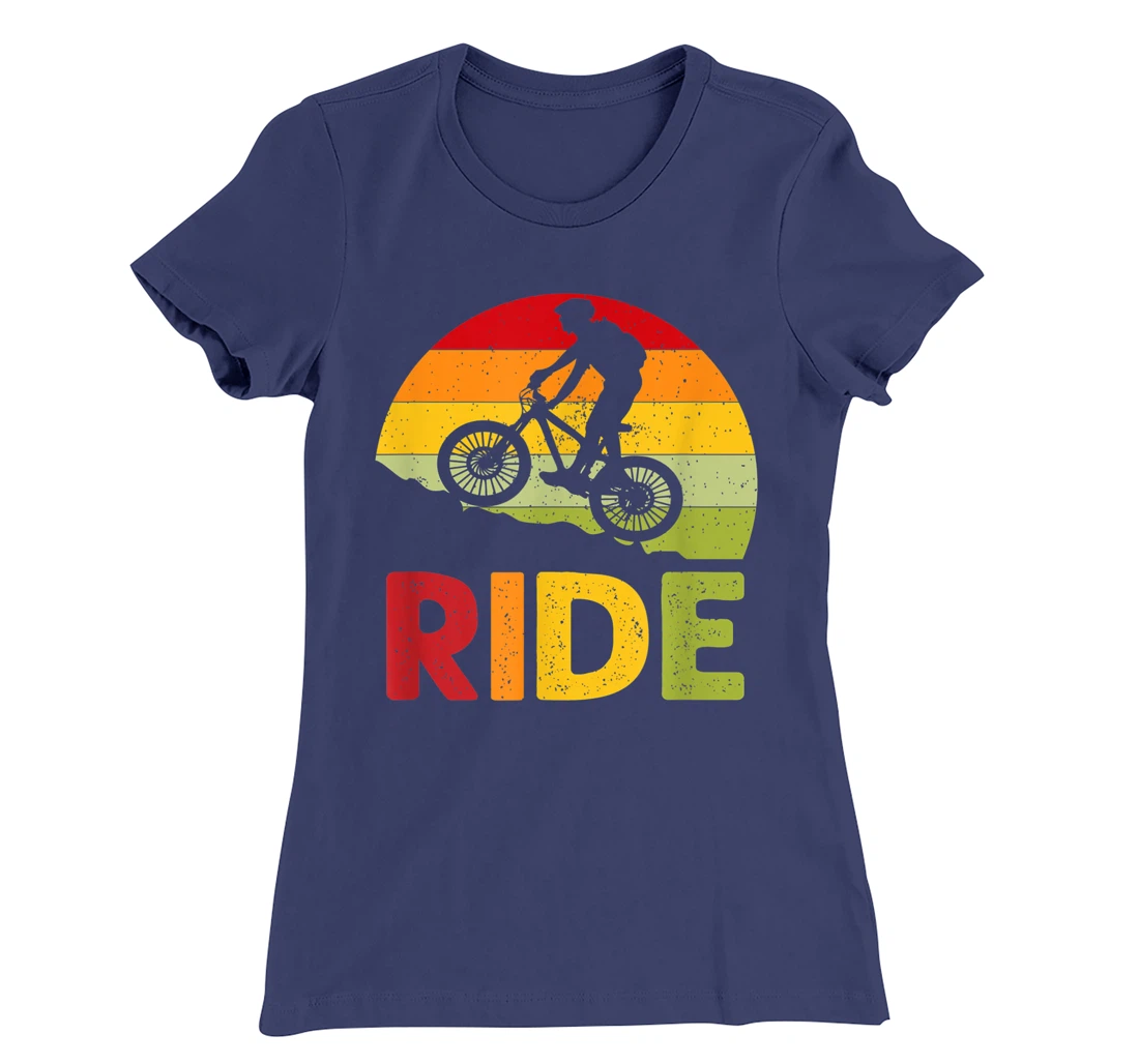Mountain Bike Ride Retro Sunset T-Shirt, Women T-Shirt
