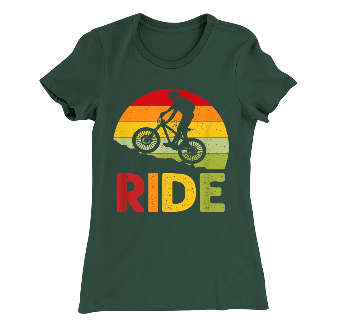 Mountain Bike Ride Retro Sunset T-Shirt, Women T-Shirt