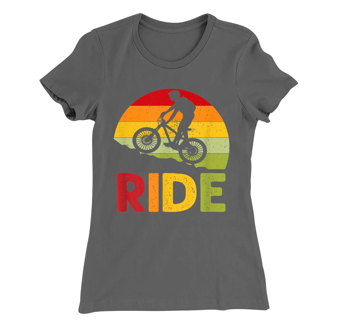 Mountain Bike Ride Retro Sunset T-Shirt, Women T-Shirt