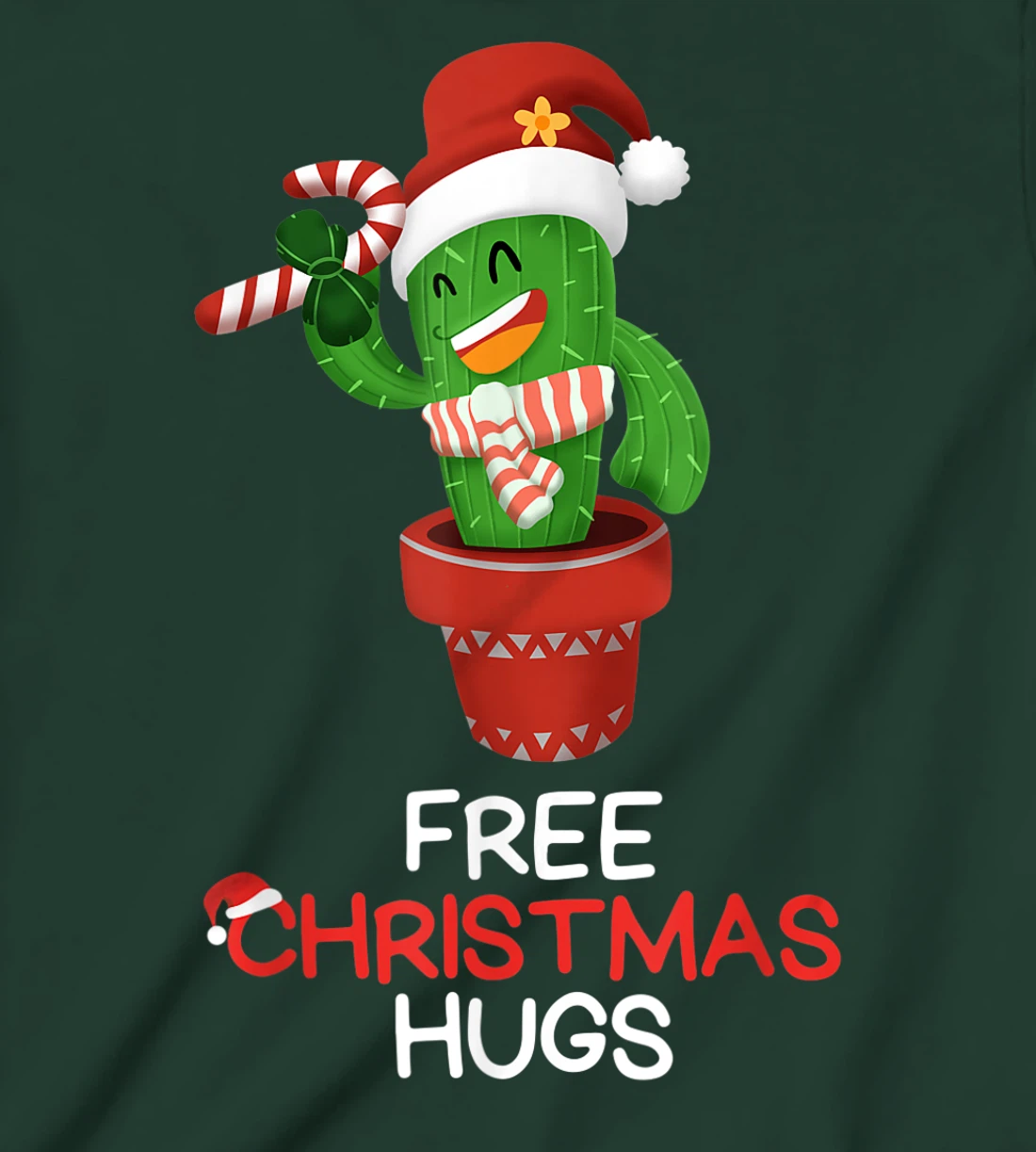 Free Christmas Hugs Cactus T-Shirt, Kid T-Shirt and Women T-Shirt