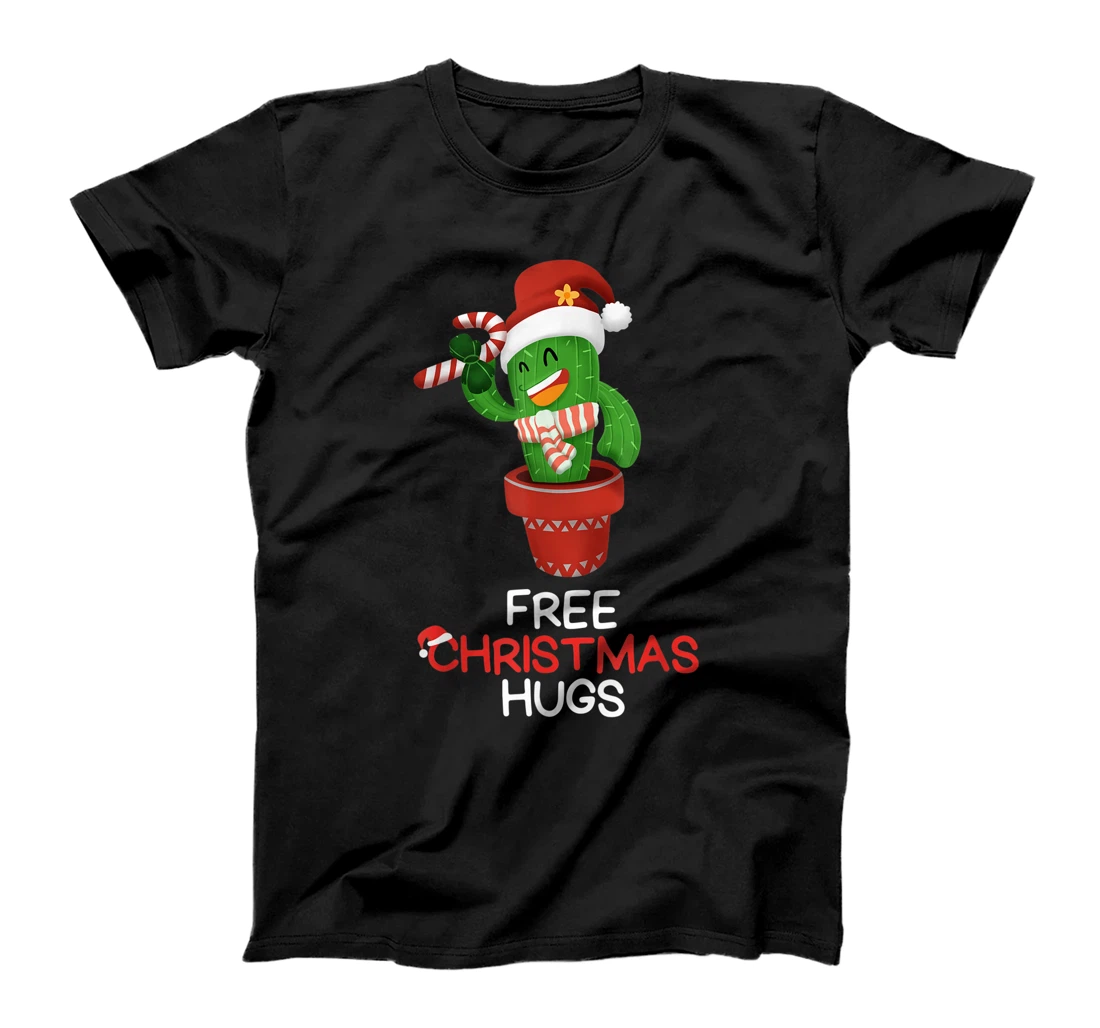 Free Christmas Hugs Cactus T-Shirt, Kid T-Shirt and Women T-Shirt