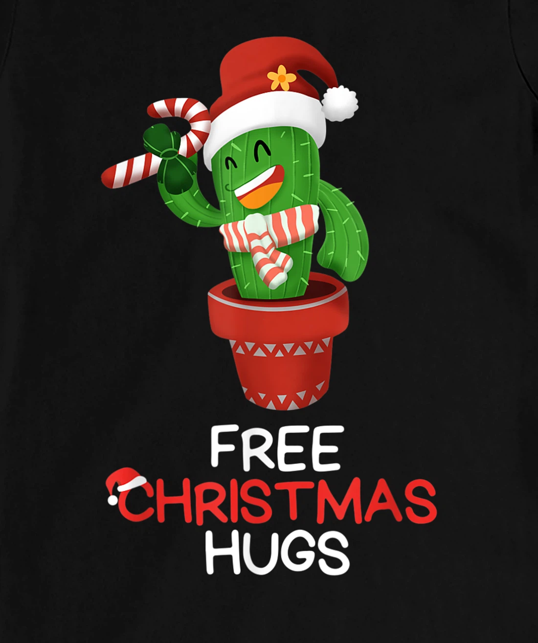 Free Christmas Hugs Cactus T-Shirt, Kid T-Shirt and Women T-Shirt