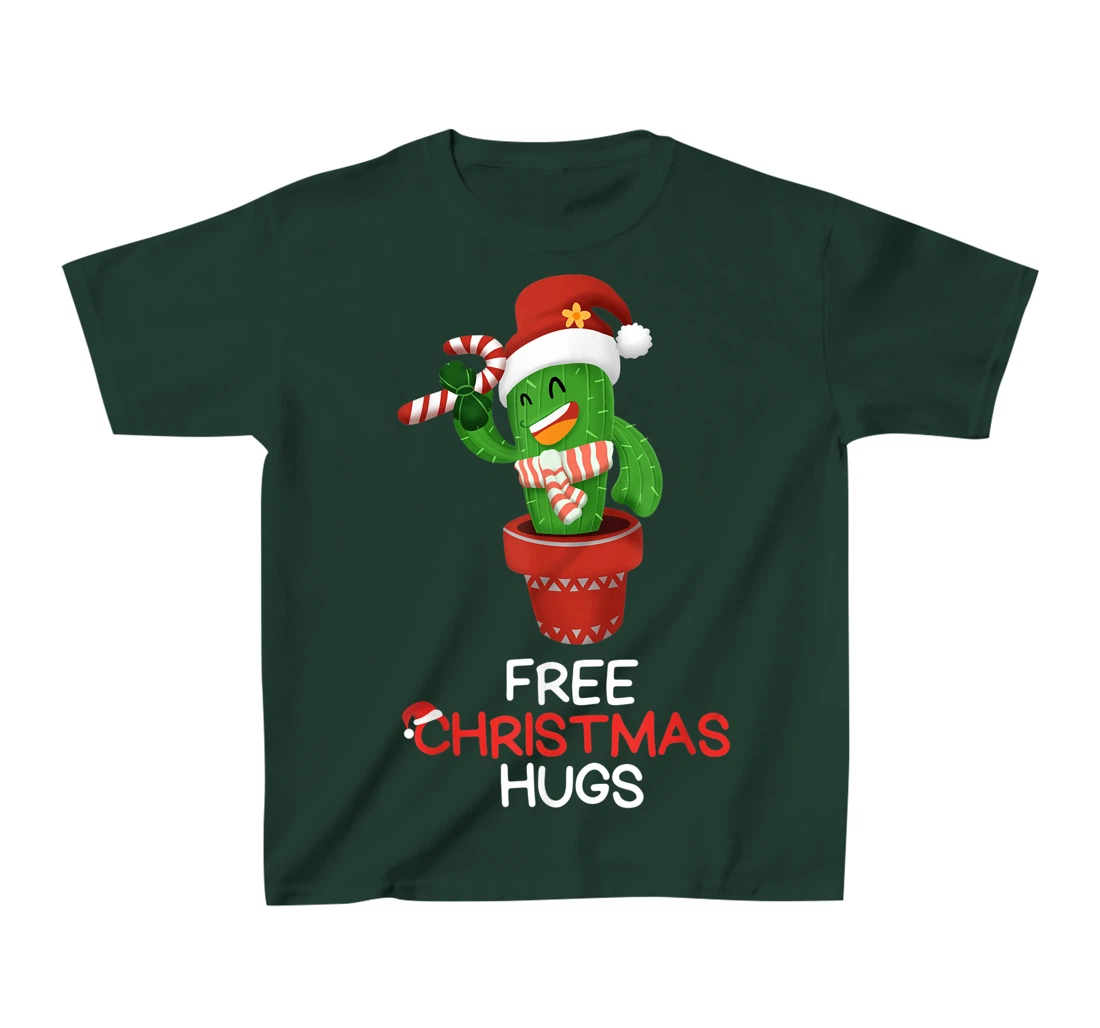 Free Christmas Hugs Cactus T-Shirt, Kid T-Shirt and Women T-Shirt
