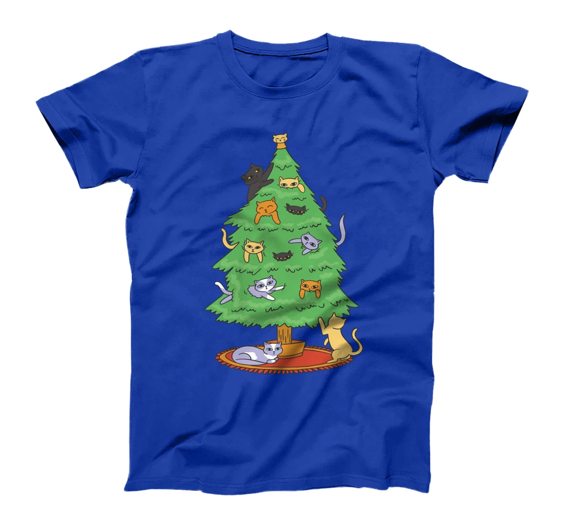 Ugly Christmas Cartoon Cat Tree Winter Advent T-Shirt