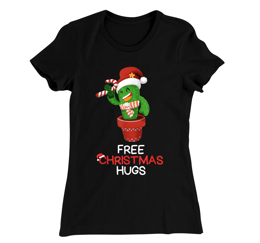 Free Christmas Hugs Cactus T-Shirt, Kid T-Shirt and Women T-Shirt