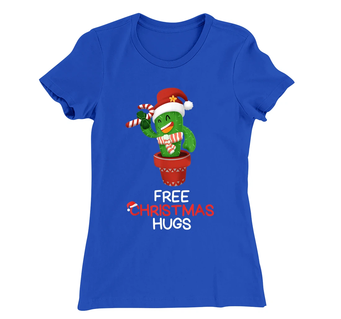 Free Christmas Hugs Cactus T-Shirt, Kid T-Shirt and Women T-Shirt