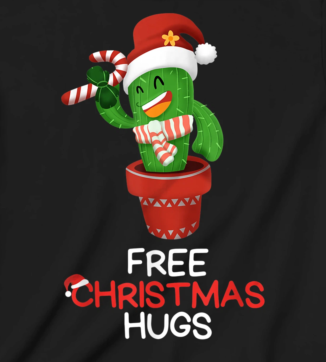 Free Christmas Hugs Cactus T-Shirt, Kid T-Shirt and Women T-Shirt