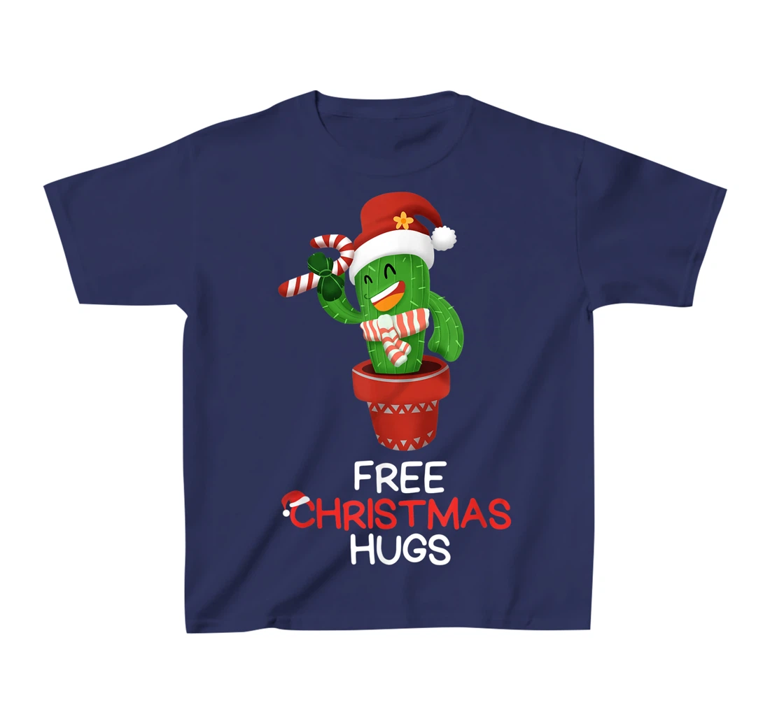 Free Christmas Hugs Cactus T-Shirt, Kid T-Shirt and Women T-Shirt