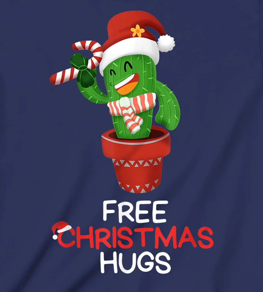 Free Christmas Hugs Cactus T-Shirt, Kid T-Shirt and Women T-Shirt