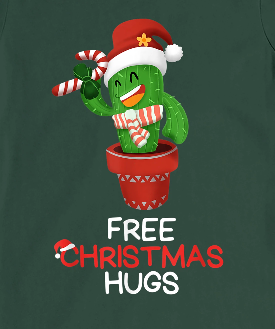 Free Christmas Hugs Cactus T-Shirt, Kid T-Shirt and Women T-Shirt