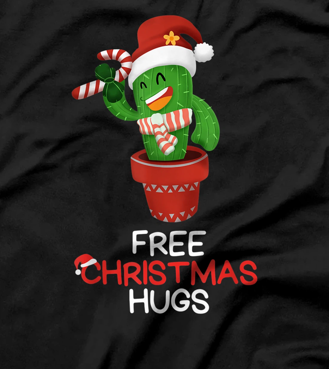 Free Christmas Hugs Cactus T-Shirt, Kid T-Shirt and Women T-Shirt