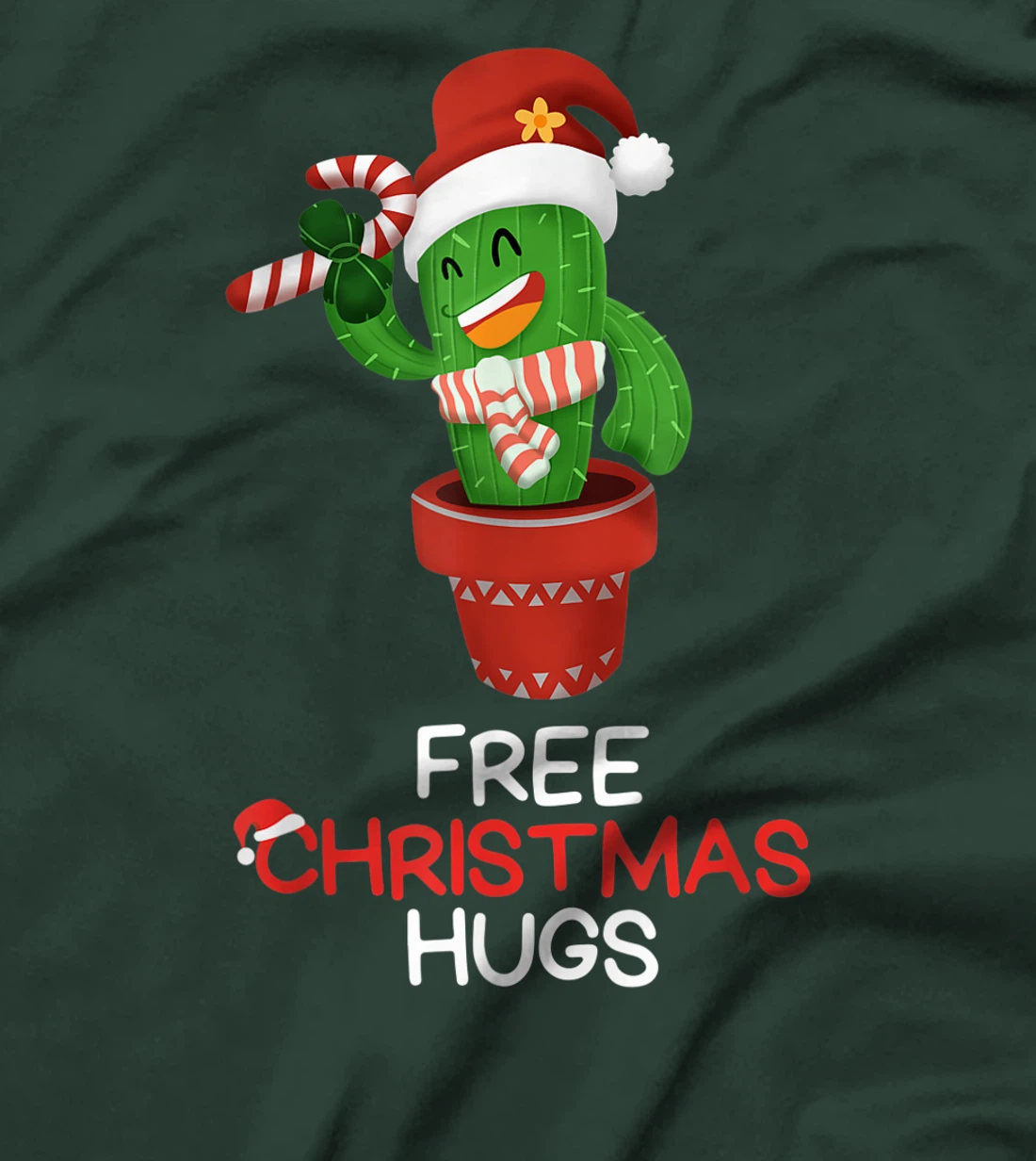Free Christmas Hugs Cactus T-Shirt, Kid T-Shirt and Women T-Shirt