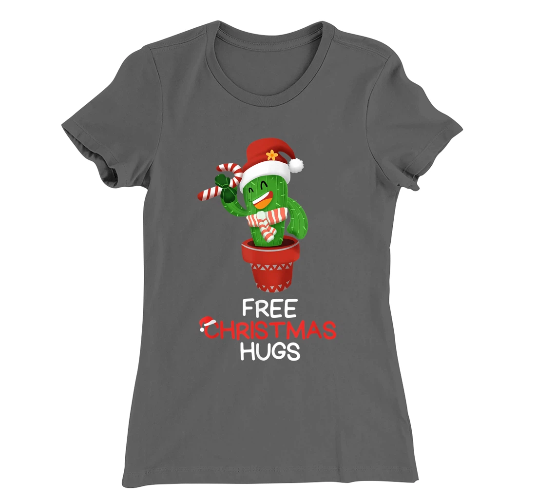 Free Christmas Hugs Cactus T-Shirt, Kid T-Shirt and Women T-Shirt